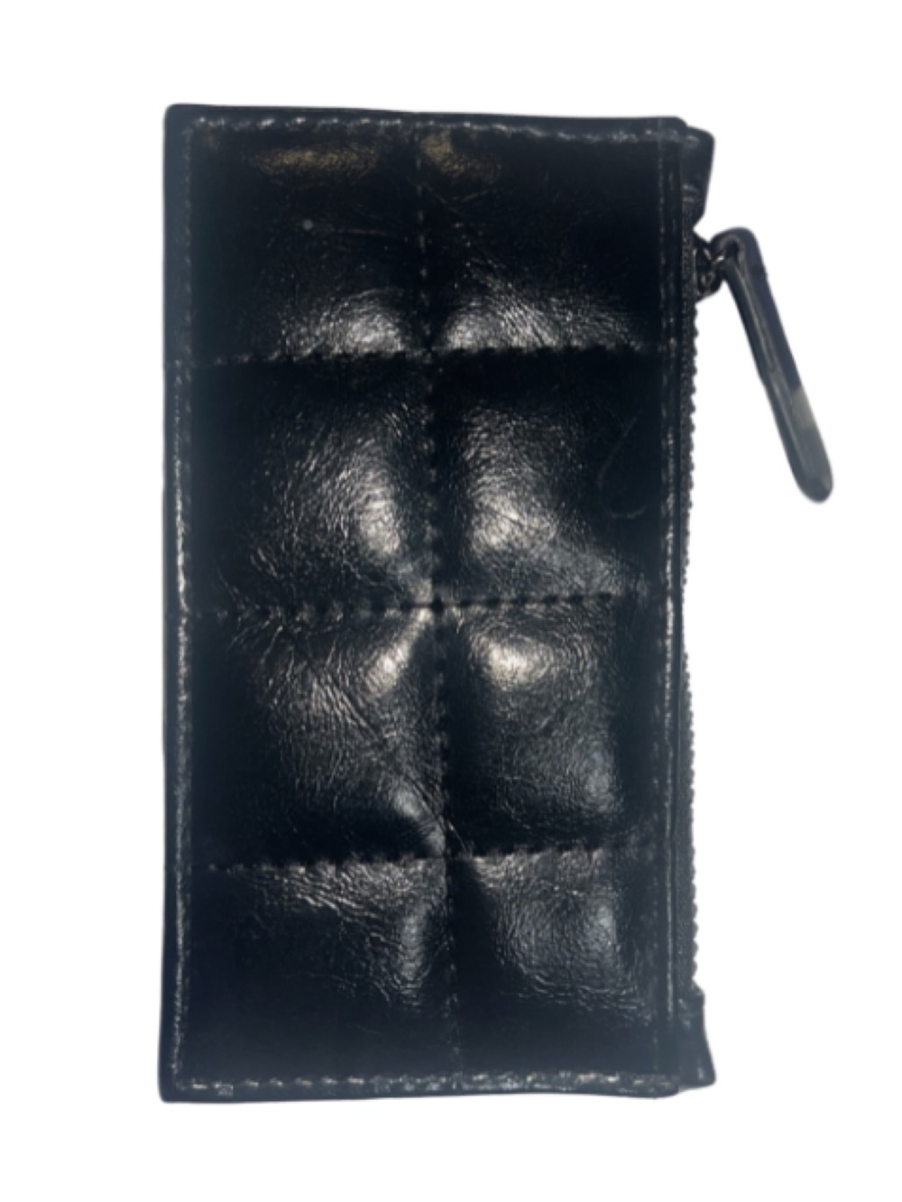 NWOT POPPY GREY Black Napa Quilted Faux Patent Leather RFID Credit Card Wallet